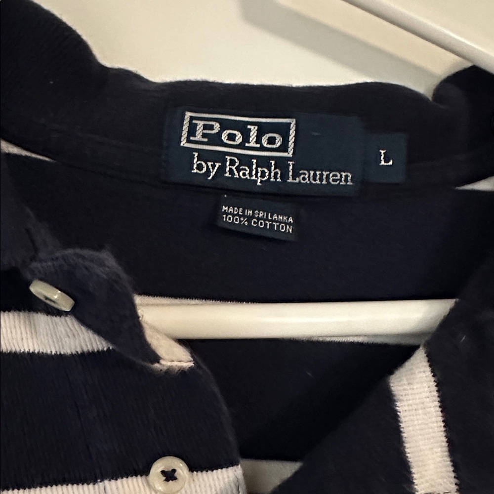 Ralph Lauren Men's Navy and White Striped Polo Shirt - Picture 2 of 4